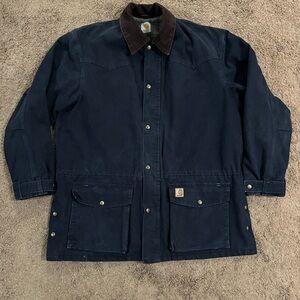 Carhartt Men’s Navy Blue Chore Coat Size 2XL C52 MDT Vintage Workwear